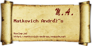 Matkovich András névjegykártya